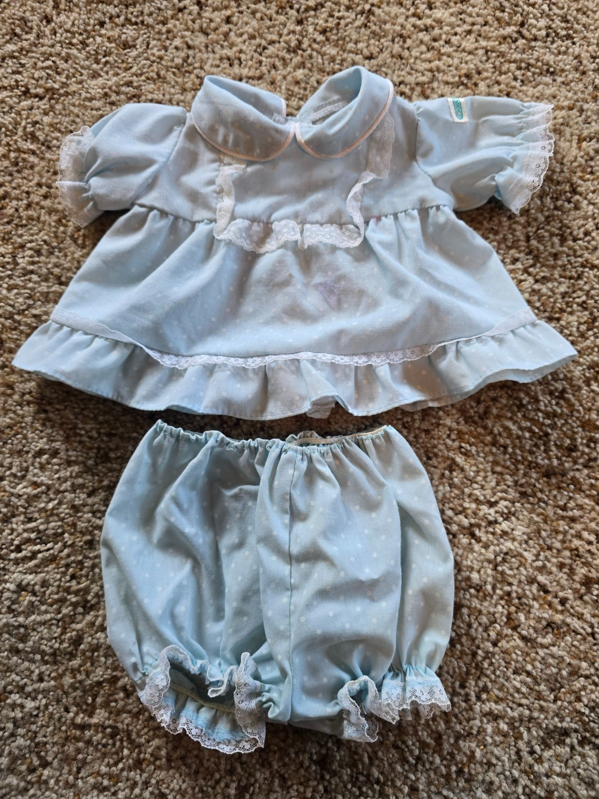 1980s Light Blue white polka dots yoke dress bloomers Cabbage Patch Kids  Coleco