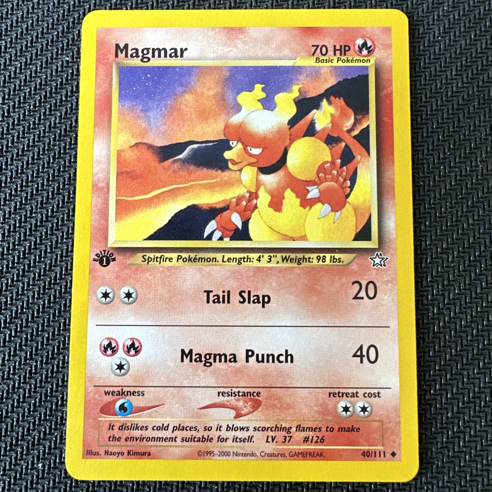 2000 Neo Genesis Magmar 40/111 1st Edition Wotc Vintage Pokemon Card NM