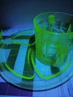 6 Piece Uranium Vaseline Green Depression Glass Mixed Lot Resale Craft Collect