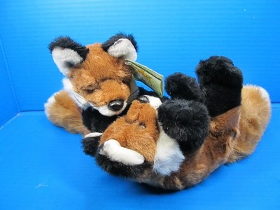 Wild Republic Playing Baby Foxes Plush Stuffed Animals 8'' w/Tag Realistic