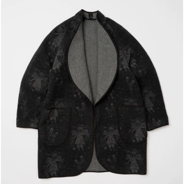 Gudrun Sjoden шерсти пальто куртка размер L ангел напечатано серый зимний уютный - Изображение 3 из 4