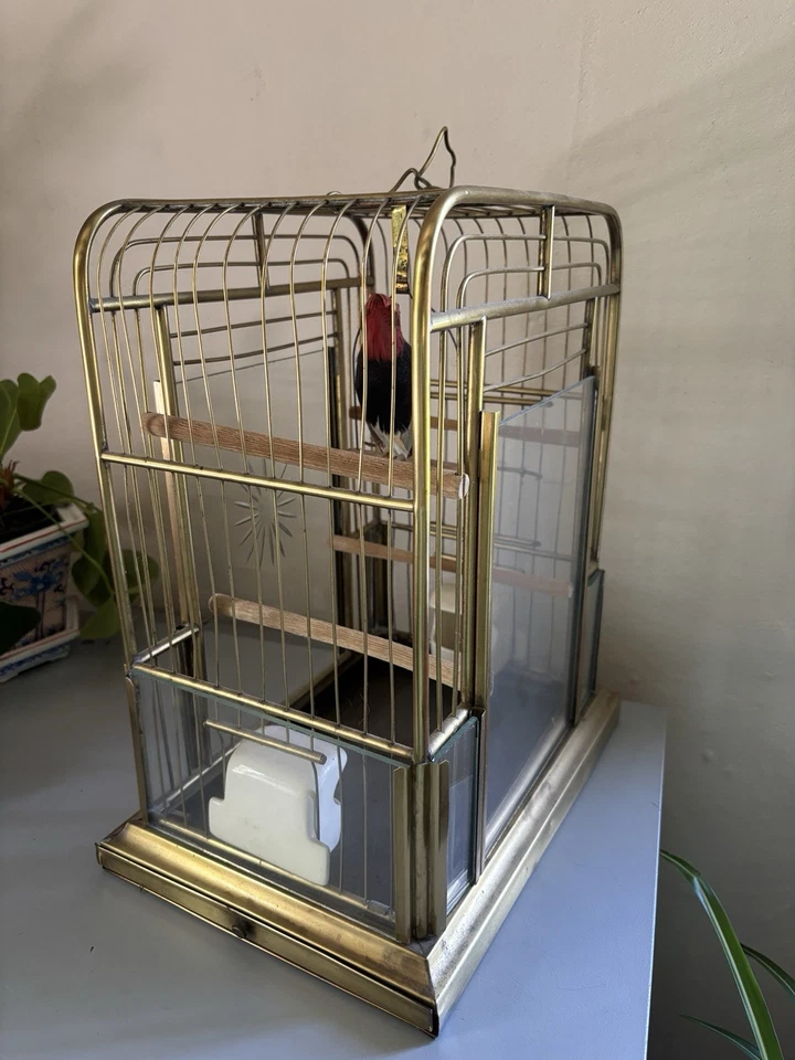 ¿Hendryx colgante Art Deco vintage? Comederos originales de porcelana de vidrio para jaula de pájaros MCM Foto 4 de 4