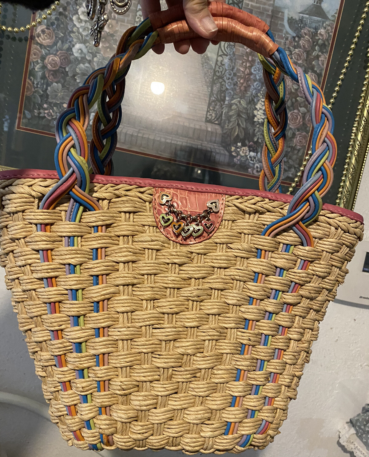 PONY BRIGHTON VIENNA Charms Pastello Multicolore MG Borsa a mano in paglia NO COPIA! MG