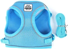 Sz M Blue Dog Harness Breathable Reflective Comfortable Adjustable No Pull Vest 