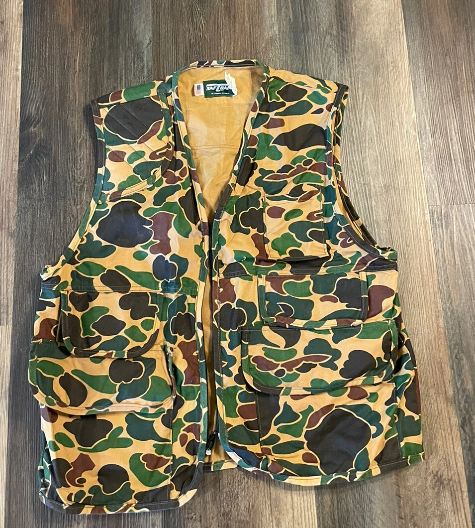 Vintage 90s Saf T Bak Duck Camouflage Vest Rare Outdoors Hunting