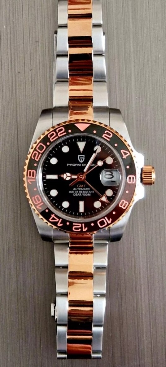 Pagani Design PD-1662 v2 GMT Stainless Steel/Rose Gold “Root Beer