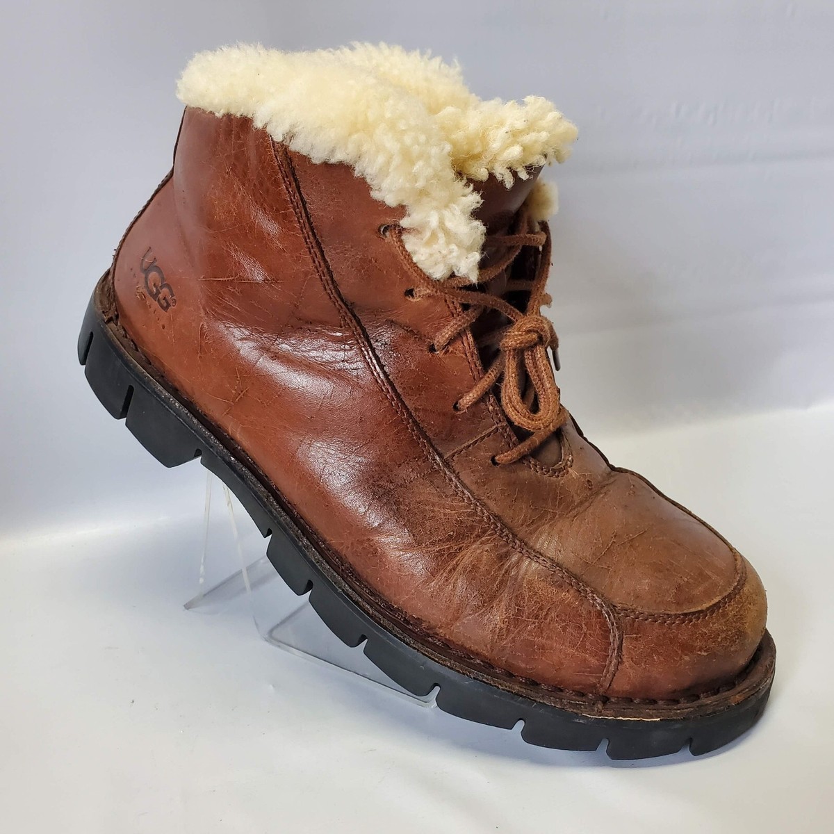 UGG Men\'s Chukka Boots 5484 Brown Leather Size 11 Comfort Lined Lace Up UGG Leather Chukka Boots Mens Size 10 Model 5484 Brown  main image 3