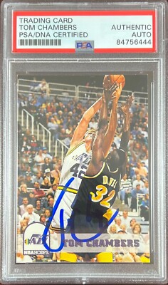 Tom Chambers auto 1994 NBA Hoops #412 card Utah Jazz PSA Encapsulated