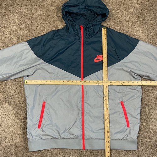 NIKE Windrunner Jacket / Windbreaker Mens XXL Hooded Full Zip Gray / Blue - Picture 16 of 23
