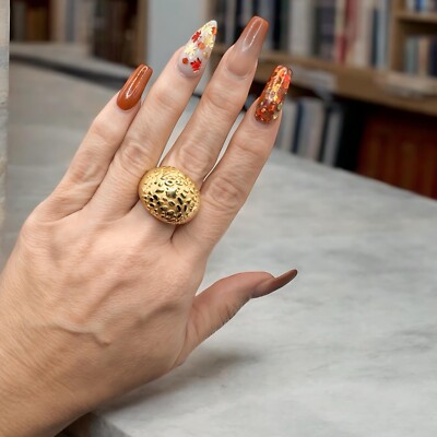 Tous Domed ring with 18kt gold plating over silver Dybe 21MM 8