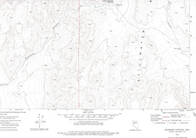 Diamond Canyon, Nevada 1972 Vintage USGS Topo Map 7.5 Quadrangle Topographic