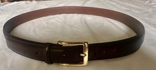 Vintage Full Grain Solid Cowhide Leather Belt Brass Buckle Brown Men  s 48  