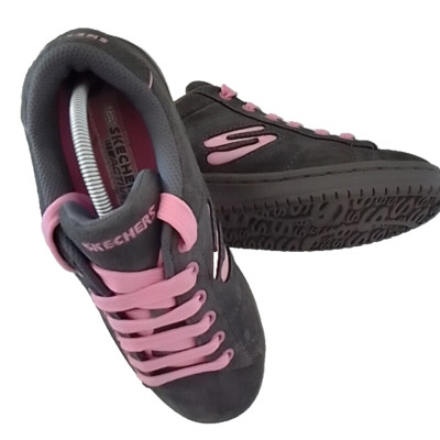 SKECHERS ACTIVE Damen Sneaker Grau & Rosa Wildleder Schnürschuhe Gr. UK 4