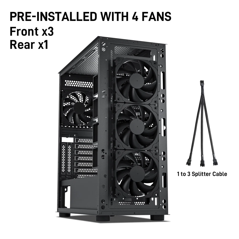 DARKROCK Classico Storage Master Case ATX Computer Case Mid Tower w/ 4x120mm Fan - Image 4 of 4