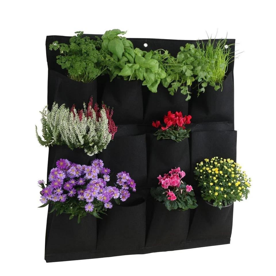 2-72 Pockets Vertical Flower Planter Grow Pouch Garden Wall Hanging Planting Bag - Image 4 of 4