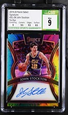 2019-20 Panini Select Prizm John Stockton Tie Dye  Auto Autograph /25 CSG 9 MINT