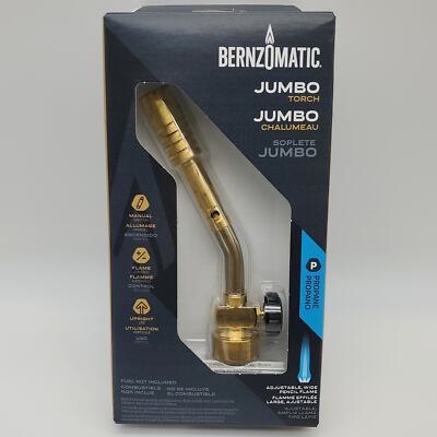 Bernzomatic JT680 Propane Torch Brass Manual Ignition w/ Adjustable Wide Flame