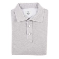 Borrelli Napoli Light Gray Pique Knit Cotton Polo Shirt S Eu 46 NWT 350