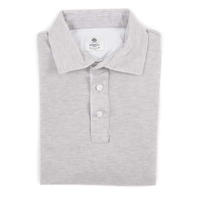 Borrelli Napoli Light Gray Pique Knit Cotton Polo Shirt S (Eu 46) NWT $350
