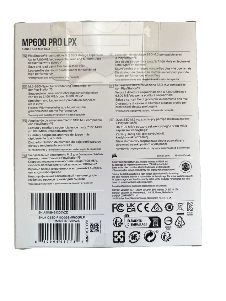 Corsair MP600 PRO LPX 1TB M.2 NVMe Internal SSD (PS5 Compatible) - Image 3 of 4