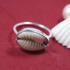 Cowrie Sea Shell Gemstone Ring Statement Ring 925 Sterling Silver Boho Ring Gift