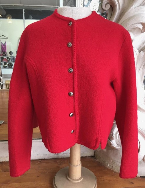 red boiled wool coat