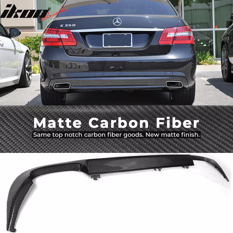 Ikon Motorsports Compatible with 2010-2013 Benz E-Class W212 Standard OE Style Rear Bumper Lip Diffuser Lower Spoiler Matte Carbon Fiber, Gray