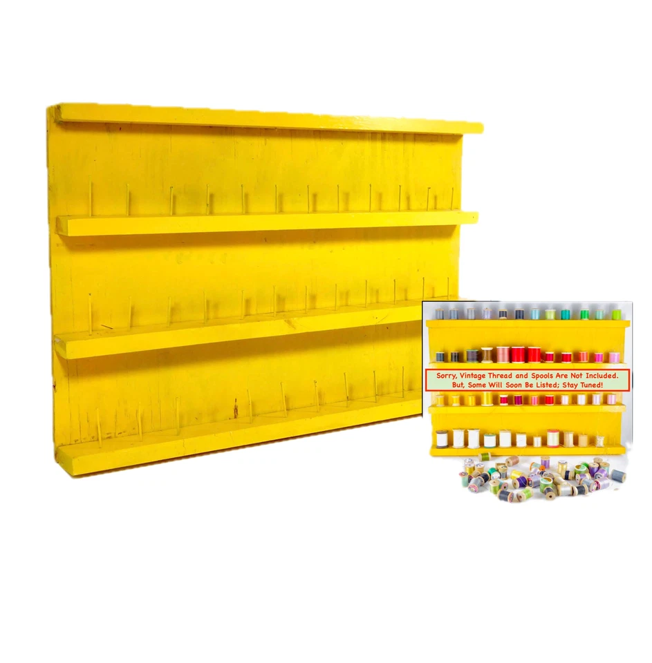 Carro de carrete de hilo de coser casero vintage cuatro niveles con capacidad para 48 carretes Foto 2 de 4