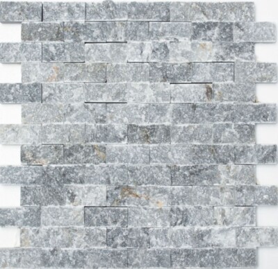 Mosaik Fliese Marmor Naturstein anthrazit grau Brick Splitface grey Marble 3D ..