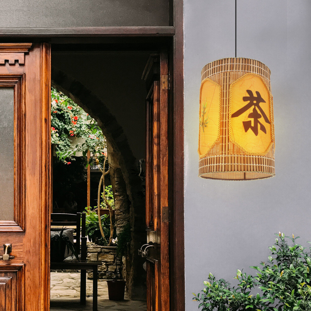 Rattan Lamp Shade Clipon Chandelier Cover for Ceiling Pendant Coffee