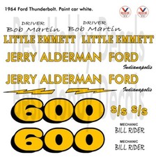 600 Bob Martin Jerry Alderman Ford Thunderbolt 1964 1/64th Waterslide Decals