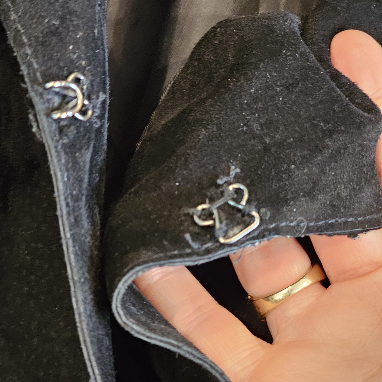 Womens Black Suede Patchwork Jacket Large Vintage… - image 8