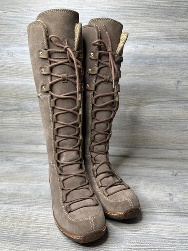 Timberland Moorland Hollace Boots Womens 5.5 Tan Leather Lace Up Tall 69399