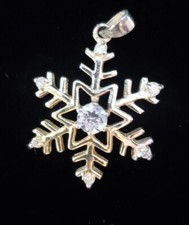 Designer Dainty Sterling Silver 925 Snowflake Pendant with White Cubic Zirconia