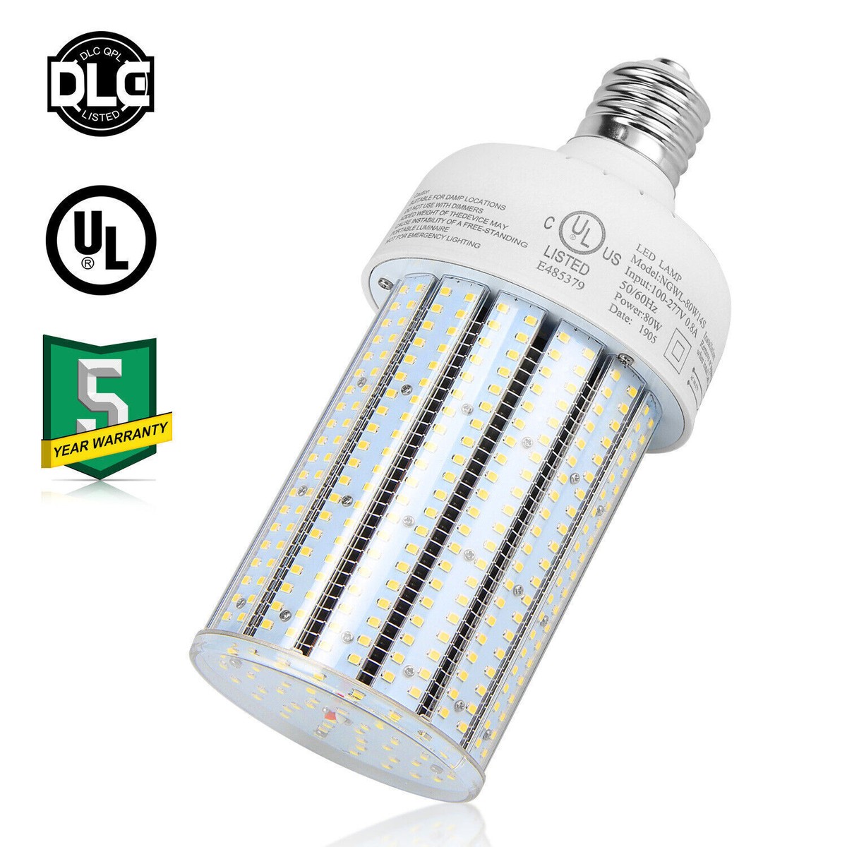 Street Light Bulb 100W LED Corn Bulb - EX39 Base - 320W Metal Halide  Equivalent - 15,500 Lumens - 5000K | Industrial Commercial Lighting  Bombillas Led Para Casa, image size:1200x1200