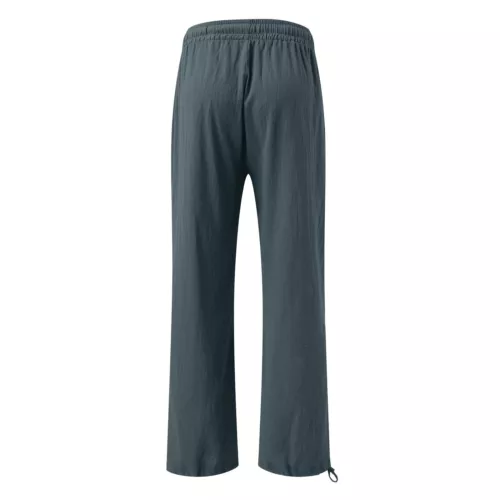 Women Loose High Waist Drawstring Cotton Linen Wide Leg Long Pants With Pockets - Picture 8 of 44