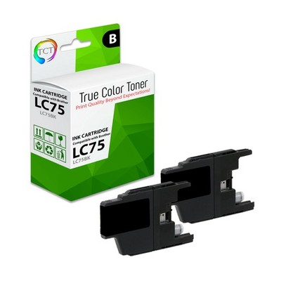 2Pk TCT LC75 Black LC75BK High Yield For Brother MFC-J430W J435W Compatible Ink