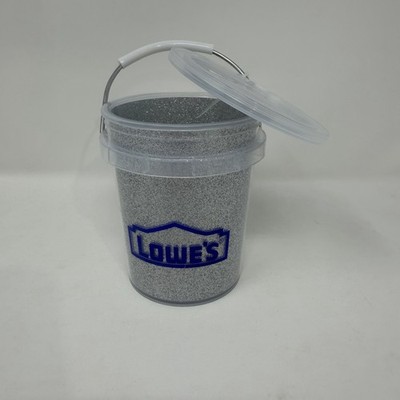Lowes Silver Glitter Mini Bucket with Lid 0.4-quart NEW - SHIPS ASAP