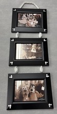 Disney Parks Triple Hanging Photo 4 X 6 Black Frames W/Mickey Icon Corners