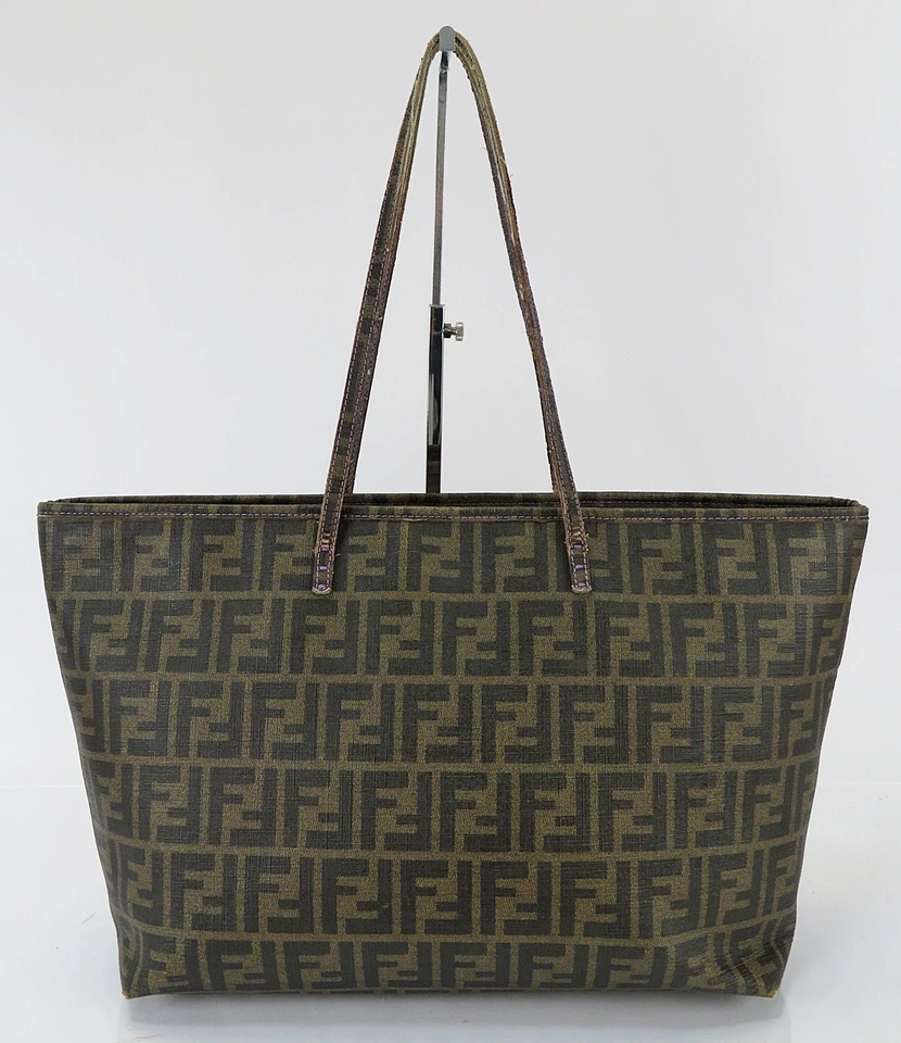 Authentic FENDI Brown Zucca PVC Canvas Tote Bag Purse #62081 - Image 3 of 4