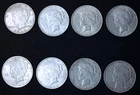 Lot of 8 Morgan 1923 1924 Dates Silver Dollars 90% Silver Various circulation