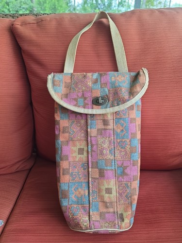 VTG Crochet Knitting Needle Lot Canvas Storage Tote Bag Case 16" Organizer SEE