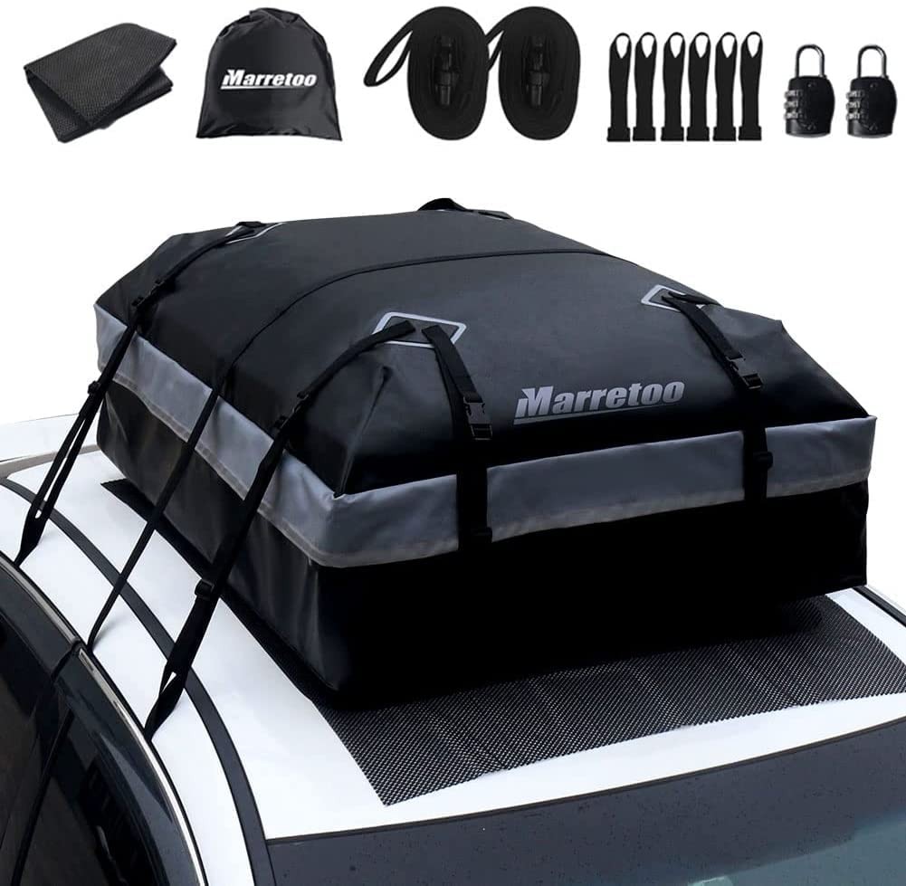 Marretoo Car Roof Bag, 15 Cubic Feet Large Roofing Cargo Carrier Bags Waterproof
