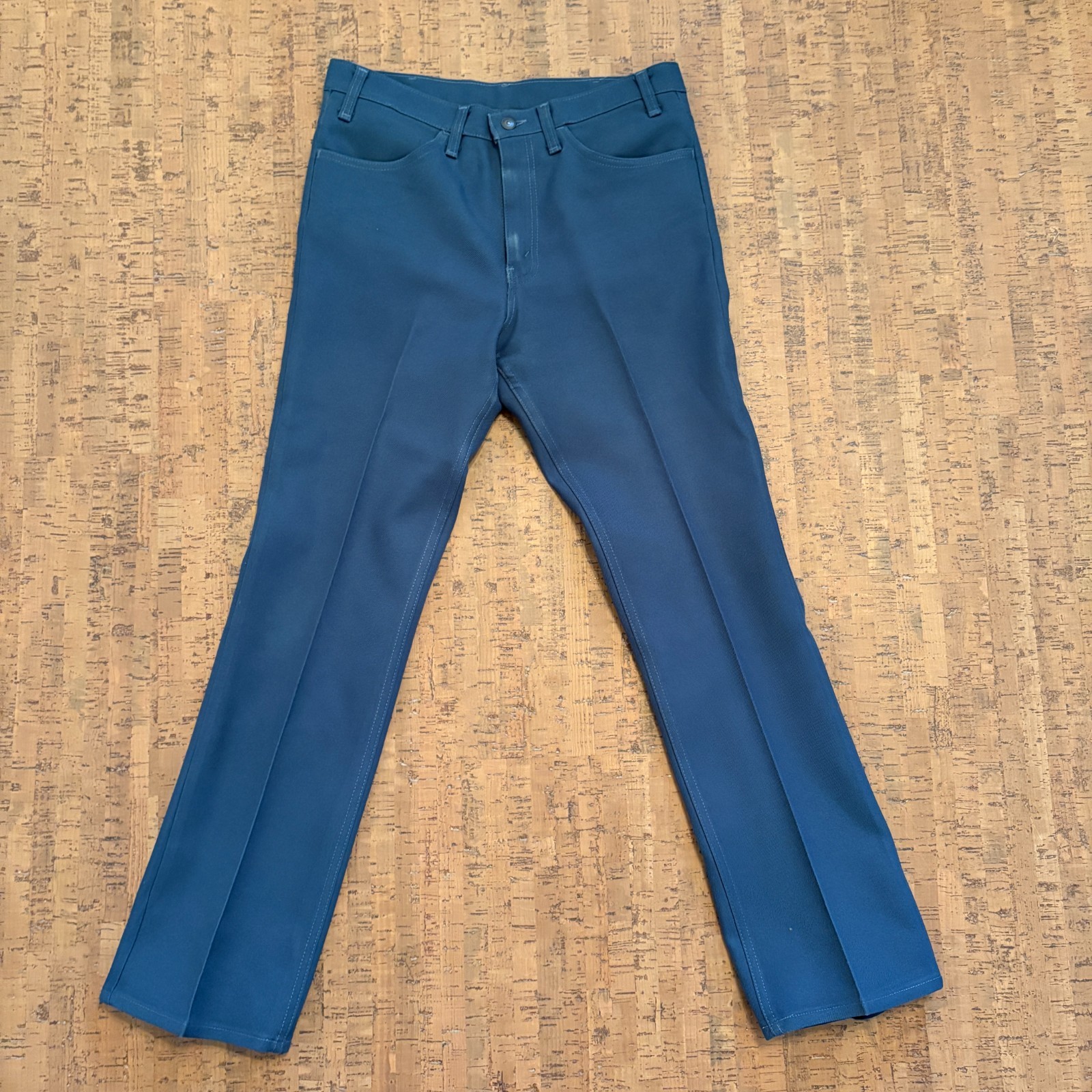 VTG Levis Mens Pants Sta-Prest Black Tab Blue Polyester 33x32 Rockabilly Disco