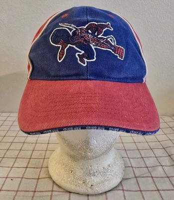 Spiderman Holding Web Cap Hat Blue Red Youth Embroidered Adjustable Marvel