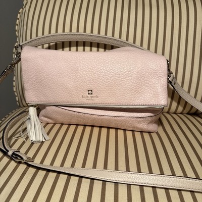 Kate Spade Medium Leather Crossbody Shoulder Bag Beige Pink Purse NICE