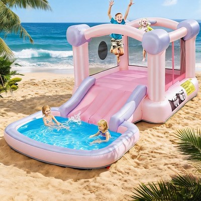 Kids Inflatable Bounce House Water Park with Slide Climbing Jumping Splash Pool