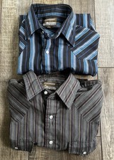 2 Vintage Plainsman Western Mens L Pearl Snap Shirts Long Sleeve Cowboy Rodeo