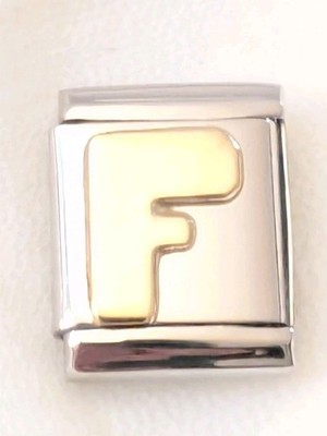 Authentic Nomination BIG 13mm Link Flat Gold Letter F Italian Charm B145
