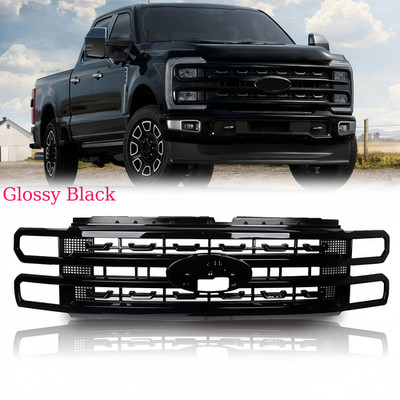 For Ford F250 F350 Super Duty 2023-2024 Gloss Black Front Grille Platinum Style